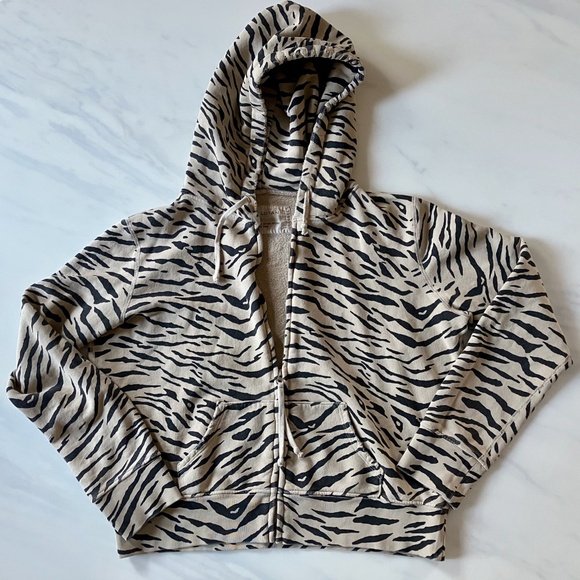 Nili Lotan Distressed Tiger Print Zip-Up Hoodie L XL - Picture 3 of 8